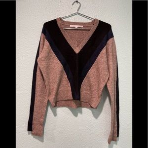 Veronica Beard V Neck Colorblock Sweater